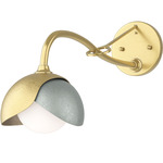 Brooklyn Double Shade Long Arm Wall Sconce - Modern Brass / Vintage Platinum