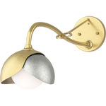Brooklyn Double Shade Long Arm Wall Sconce - Modern Brass / Sterling