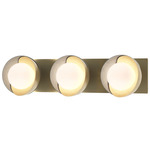 Brooklyn Double Shade Straight Bathroom Vanity Light - Modern Brass / Vintage Platinum