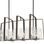 Arc Linear Pendant - Bronze / White Swirl