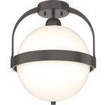 Atlas Semi Flush Ceiling Light - Dark Smoke / Opal
