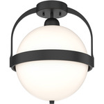 Atlas Semi Flush Ceiling Light - Black / Opal