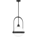 Atlas Globe Pendant - Black / Opaline