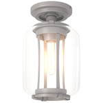 Fairwinds Outdoor Semi Flush Ceiling Light - Coastal Burnished Steel / Clear