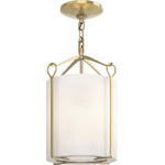 Bow Tall Semi Flush Ceiling Light - Modern Brass / Opal
