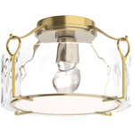 Bow Semi Flush Ceiling Light - Modern Brass / Water Glass
