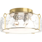 Bow Semi Flush Ceiling Light - Modern Brass / Water Glass