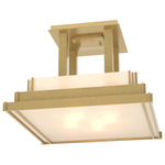 Steppe Semi Flush Ceiling Light - Modern Brass / Ivory Art
