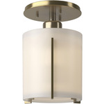 Exos Glass Semi Flush Ceiling Light - Modern Brass / Opal