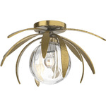 Dahlia Globe Ceiling Light Fixture - Modern Brass / Water Glass