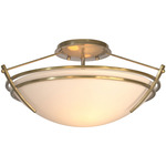 Presidio Tryne Small Semi Flush Ceiling Mount - Modern Brass / Opal