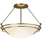 Presidio Tryne Semi Flush Ceiling Light - Modern Brass / Opal