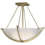 Compass Semi Flush Ceiling Light - Modern Brass / Opal