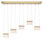 More Cowbell Linear Multi Light Pendant - Modern Brass / Clear / Frosted