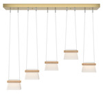 More Cowbell Linear Multi Light Pendant - Modern Brass / Clear / Frosted