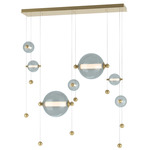 Abacus Linear Multi Light Pendant - Modern Brass / Cool Grey