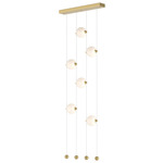 Abacus Ceiling-to-Floor LED Pendant - Modern Brass / Opal