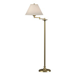 Simple Lines Swing Arm Floor Lamp - Modern Brass / Natural Anna