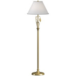 Forged Leaves and Vase Floor Lamp - Modern Brass / Natural Anna