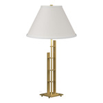 Metra Double Table Lamp - Modern Brass / Natural Anna