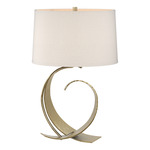 Fullered Impressions Table Lamp - Modern Brass / Flax