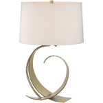 Fullered Impressions Table Lamp - Modern Brass / Flax