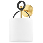 Campbell Hall Wall Sconce - Aged Brass/Black Brass / White