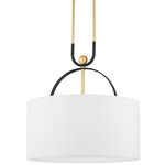 Campbell Hall Dome Pendant - Aged Brass/Black Brass / White