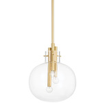Hempstead Pendant - Aged Brass / Clear