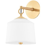 White Plains Wall Sconce - Aged Brass / White