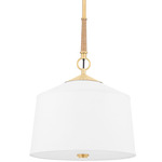 White Plains Pendant - Aged Brass / White