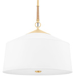 White Plains Pendant - Aged Brass / White