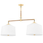 White Plains Linear Pendant - Aged Brass / White