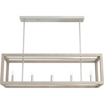 Squire Manor Linear Chandelier - Brushed Nickel / Bleached Wood