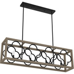 Gablecrest Linear Chandelier - Rustic Iron / French Oak
