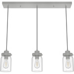 Devon Park 3 Light Linear Pendant - Brushed Nickel / Clear