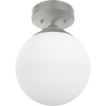 Hepburn Semi Flush Ceiling Light - Brushed Nickel / White