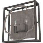 Stone Creek Wall Sconce - Noble Bronze / White Washed Oak