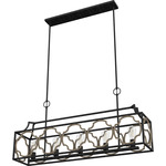 Stone Creek Linear Chandelier - Rustic Iron / French Oak