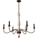 Teren Chandelier - Distressed White / Textured Rust