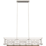 Langwood Linear Chandelier - Distressed White / Chestnut