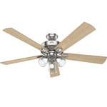 Crestfield Ceiling Fan with Light - Brushed Nickel / Natural Wood