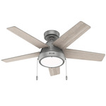 Burroughs Ceiling Fan with Light - Matte Silver / Light Gray Oak