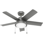 Seawall Outdoor Ceiling Fan with Light - Matte Silver / Matte Silver