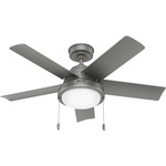 Seawall Outdoor 44 Inch Ceiling Fan with Light - Matte Silver / Matte Silver
