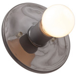 Ceramic Discus Wall Sconce - Gloss Grey