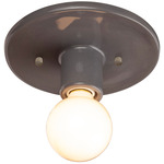 Ceramic Discus Ceiling Light Fixture - Gloss Grey