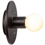 Ceramic Stepped Discus Wall Sconce - Carbon