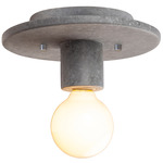 Ceramic Stepped Discus Ceiling Light Fixture - Textured Faux Concrete