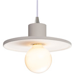 Ceramic Saucer Pendant - Brushed Nickel / Bisque